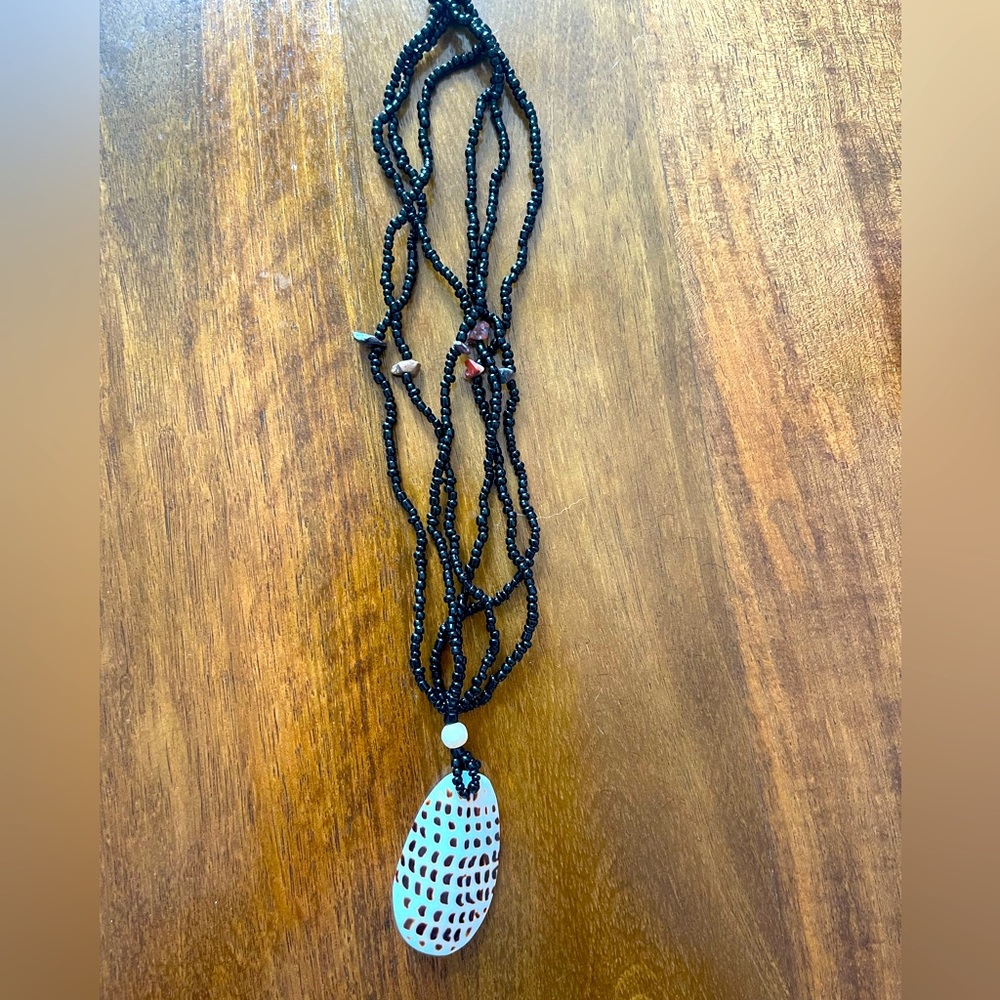 Black Beaded Shell Necklace